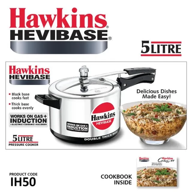 Hawkins Hevibase Aluminium Inner Lid Pressure Cooker - Induction Base, Silver, IH50, 5 l-3.webp